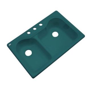 Thermocast Breckenridge Drop in Acrylic 33x22x9 in. 1 Hole Double Bowl Kitchen Sink in Teal 46341