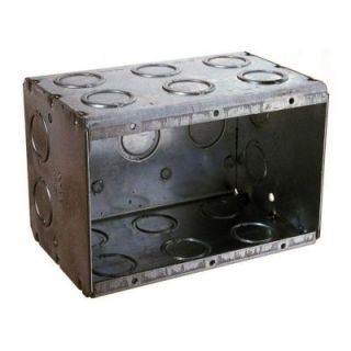 Raco 3 1/2 in. Deep 3 Gang Masonry Box with 3 3/4 in.X5 19/32 in. Welded (16) Concentric (1/2 in.& 3/4 in.) Knockouts 697