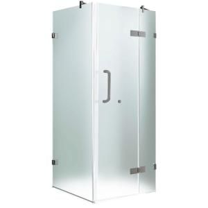 Vigo 30 1/4 in. x 30 1/4 in. x 73 3/8 in.Frameless Pivot Shower Door in Brushed Nickel with Frosted Glass and Right Door VG6011BNMT32R