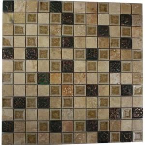 Splashback Tile Roman Selection Side Saddle With Deco 12 in. x 12 in. x 8 mm Glass Mosaic Floor and Wall Tile ROMAN SELECTION SIDE SADDLE W DECO 1X1