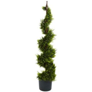 Nearly Natural Green 4 ft. Cypress Spirial Silk Tree 5324