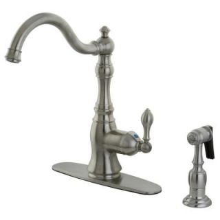 Kingston Brass Victorian Single Handle Side Sprayer Kitchen Faucet in Satin Nickel HGS7708ACLBS
