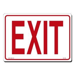 Lynch Sign 10 in. x 7 in. Red on White Plastic Exit Sign ES   1SM