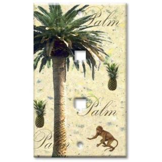 Art Plates Palm Tree   Double Cat 5 Wall Plate DCAT 28