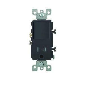 Leviton Decora 15 Amp Tamper Resistant Combination Switch/Outlet   Black R65 T5626 0ES