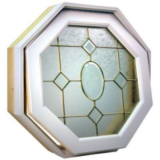 Century Windows, 24 in. x 24 in., White Rough Opening with Insulated Bras Etch Flower Glass and Screen DISCONTINUED 22312