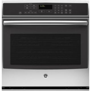 GE Profile 30 in. Single Electric Wall Oven Self Cleaning with Steam Plus Convection in Stainless Steel PT7050SFSS