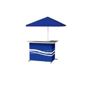 Best of Times Classic Blue All Weather L Shaped Patio Bar with 6 ft. Umbrella 2001W1306