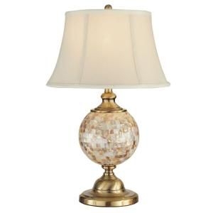 Dale Tiffany 26 in. Mosaic Orb Antique Brass Table Lamp with Night Light PT12299
