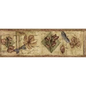 The Wallpaper Company 6.875 in. x 15 ft. Burgundy Textured Leaf Border DISCONTINUED WC1282303