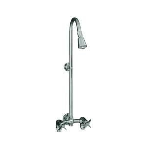 KOHLER Industrial Exposed Shower 2 Handles 1 Spray Tub and Shower Faucet in Polished Chrome K 7254 CP