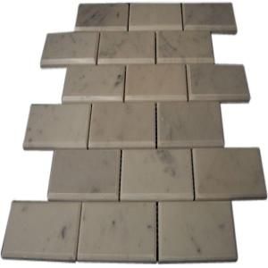 Splashback Tile White Carrera 12 in. x 12 in. x 8 mm Beveledeled Marble Floor and Wall Tile WHITECARRERA2X4BEV
