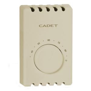 Cadet T410 Series Taupe Bimetal Double Pole 22 Amp Line Voltage Electric Heat Wall Thermostat T410B T