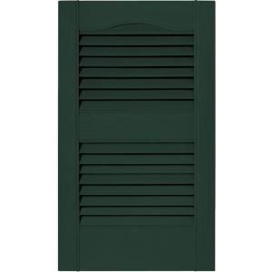 Builders Edge 15 in. x 25 in. Louvered Shutters Pair in #122 Midnight Green 010140025122