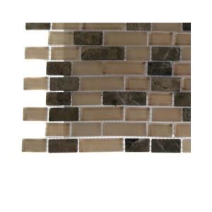 Splashback Tile Namib Desert Blend Brick Pattern Glass   6 in. x 6 in. x 8 mm Floor and Wall Tile Sample (1 sq. ft.) R4C7 GLASS TILE