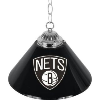 Trademark Brooklyn Nets 14 in. Single Shade Black and Silver Hanging Lamp NBA1200 BN