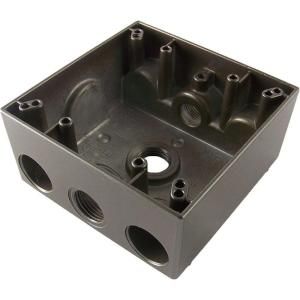 Greenfield 2 Gang Weatherproof Electric Outlet Box with Three 1/2 in. Holes   Bronze B232BRS
