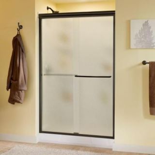 Delta Simplicity 47 3/8 in. x 70 in. Sliding Bypass Shower Door in Oil Rubbed Bronze with Frameless Pebbled Glass 159263