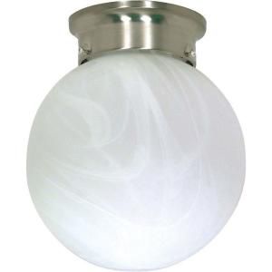 Glomar 1 Light Brushed Nickel 8 in. Ceiling Mount With Alabaster Ball HD 258