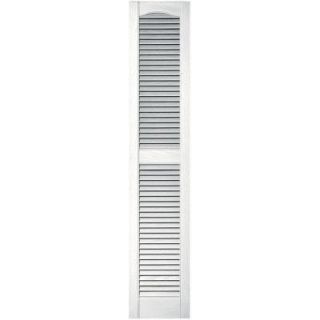 Builders Edge 12 in. x 60 in. Louvered Vinyl Exterior Shutters Pair in #117 Bright White 010120060117