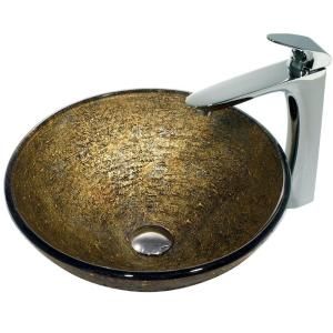 Vigo Textured Copper Vessel Sink and Edged Faucet in Multicolors VGT142