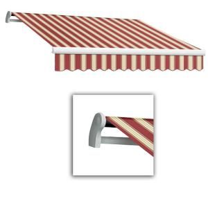 AWNTECH 10 ft. LX Maui Left Motor with Remote Retractable Acrylic Awning (96 in. Projection) in Burgundy/White Multi MTL10 443 BWM