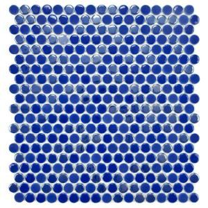 Merola Tile Cosmo Penny Round Blueberry 11 1/4 in. x 12 in. x 8 mm Porcelain Mosaic Tile FSHCPRBB