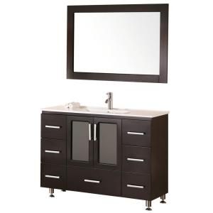 Design Element Stanton 48 in. Vanity in Espresso with Porcelain Vanity Top and Mirror in White B48 DS
