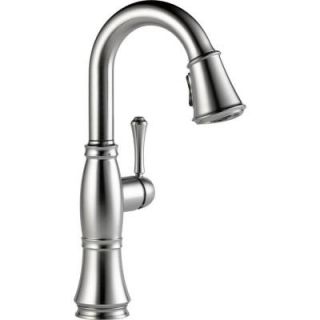Delta Cassidy Single Handle Pull Down Sprayer Bar Faucet in Arctic Stainless 9997 AR DST