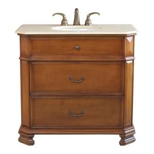 Bellaterra Home Chester 36 in. Single Vanity in Bronze Silver with Marble Vanity Top in Creama Marfil 600002
