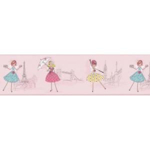 Brewster 6.8 in. Fairy Tea Time Pink European Party Border 443B90525