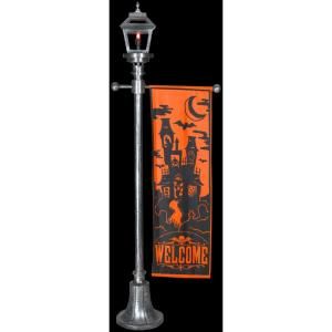 Gemmy 6 ft. Halloween Lamppost with Orange Glo Welcome Banner 64628X