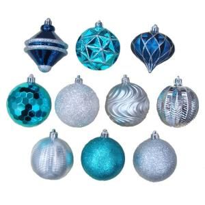 Martha Stewart Living Holiday Frost 3 in. Christmas Ornaments with Pattern (75 Pack) TSS 21019C