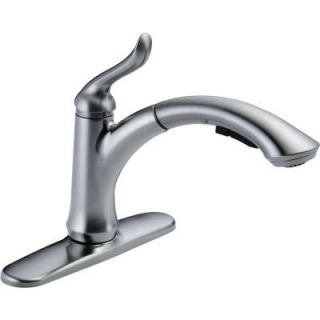 Delta Linden Single Handle Pull Out Sprayer Kitchen Faucet in Arctic Stainless 4353 AR DST