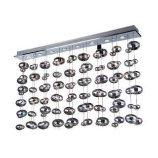 PLC Lighting 8 Light Polished Chrome Pendant with Linear Light and Iridescent Glass Shade CLI HD96958PC