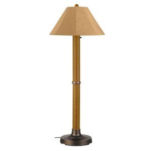 Patio Living Concepts Bahama Weave 60 in. Mocha Cream Floor Lamp with Straw Linen Shade 26164