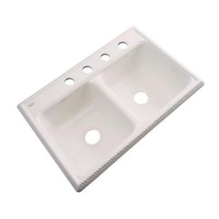 Thermocast Seabrook Drop in Acrylic 33x22x9 in. 4 Hole Double Bowl Kitchen Sink in Almond 49402