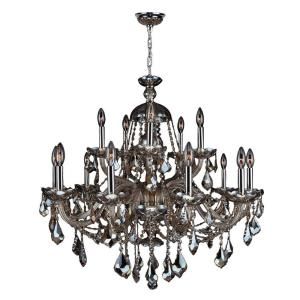 Worldwide Lighting Provence Collection 15 Light Chrome with Golden Teak Crystal Chandelier W83101C35 GT