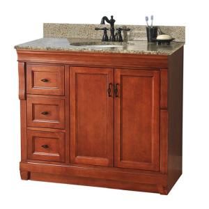 Foremost Naples 37 in. W x 22 in. D Vanity with Left Drawers in Warm Cinnamon with Granite Vanity Top in Quadro NACAQU3722DL