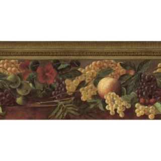 The Wallpaper Company 10.25 in. x 15 ft. Gold Fruit and Ivy Border WC1281405