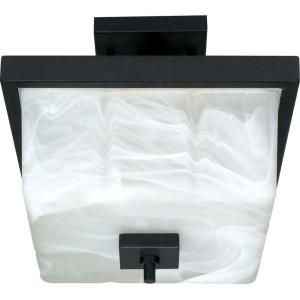 Glomar Cubica   2 Light   12 in.  Semi Flush   with Alabaster Glass Textured Black HD 002