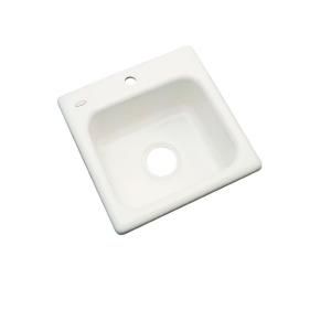 Thermocast Manchester Drop in Acrylic 16x16x7 in. 1 Hole Single Bowl Entertainment Sink in Biscuit 17103