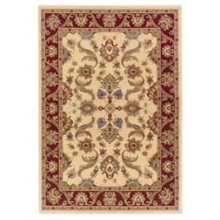 LR Resources Traditional Design with Cream and Red swirls 5 ft. 3 in. x 7 ft. 9 in. Indoor Area Rug LR80371 CRRE58