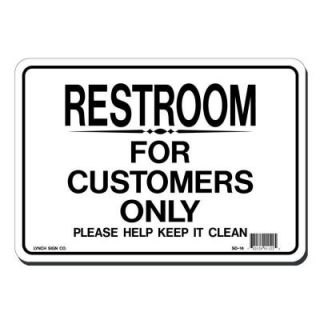 Lynch Sign 10 in. x 7 in. Blue on White Plastic Restroom for Customers Only Sign SD  14