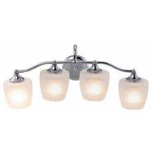 Yosemite Home Decor 4 Light Bathroom Vanity, Chrome Frame with Crackle Frosted Shades 1031 4CH