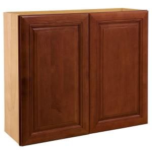 Home Decorators Collection Assembled 30x42x12 in. Wall Double Door Cabinet in Lyndhurst Cabernet W3042 LCB