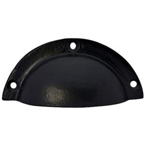 Copper Mountain Hardware Matte Black Finish 3 3/4 in. Overall Solid Cast Iron Traditional Cup Pull SHCP108IFE