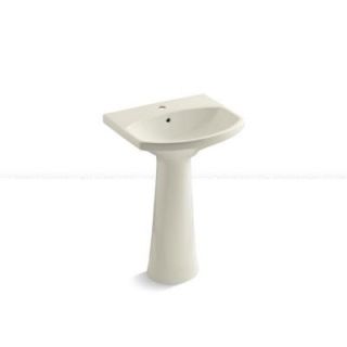 KOHLER Cimarron Single Hole Pedestal Bathroom Sink Combo in Biscuit K 2362 1 96