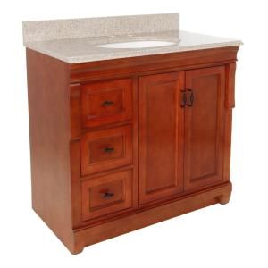 Foremost Naples 37 in. W x 22 in. H Vanity with Left Drawers in Warm Cinnamon with Granite Vanity Top in Beige NACABGL3722
