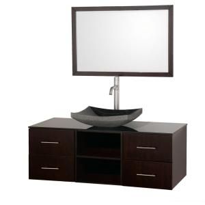 Wyndham Collection Abba 48 in. Vanity in Espresso with Glass Vanity Top in Black and Mirror WCSB90048ESSMGS1